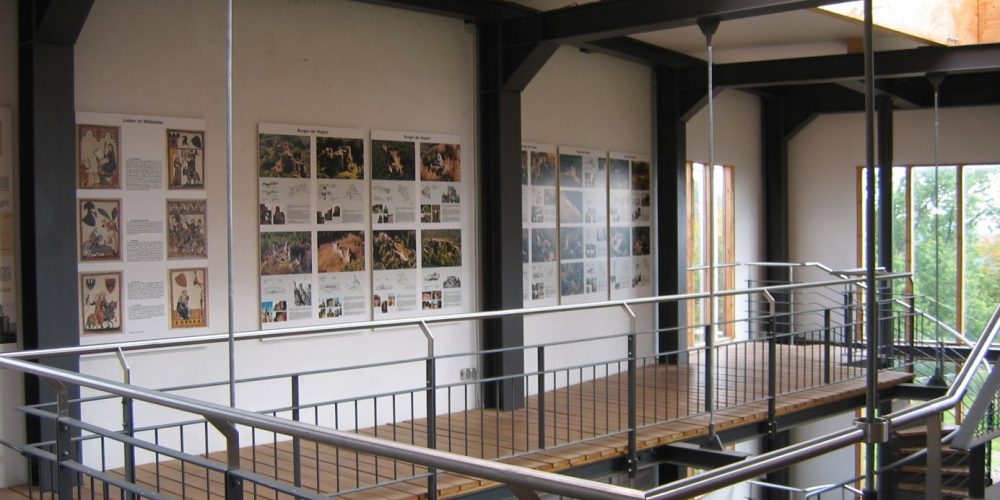 Upper gallery with information boards